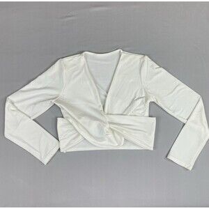 Wrap Crop Top Women’s Large Off White / Cream Ballet Core Long Sleeve Cross Body